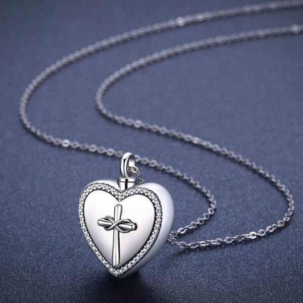 Sterling Silver Cross Infinity in Heart Urn Necklace-3