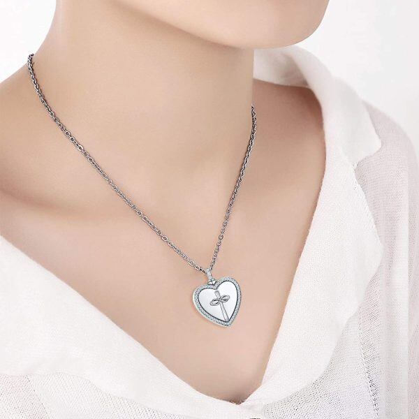 Sterling Silver Cross Infinity in Heart Urn Necklace-12