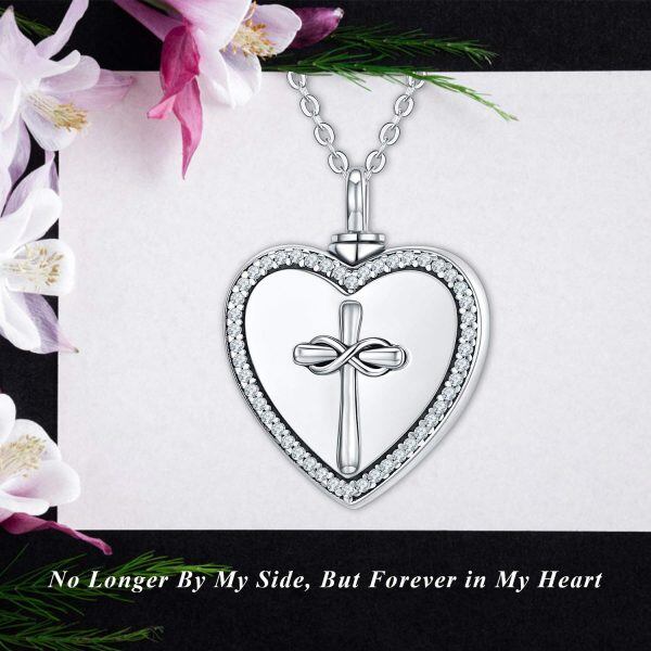 Sterling Silver Cross Infinity in Heart Urn Necklace-18