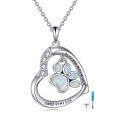 wholesale 925 Sterling Silver Opal Heart & CZ Dog/Cat Paw Print Necklace Pendant s for Women Girls-0-0