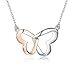wholesale 925 Sterling Silver & 14k Rose Gold Plated Butterfly Wing Double Heart Pendant Chain Necklace for Women-0-2