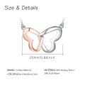 wholesale 925 Sterling Silver & 14k Rose Gold Plated Butterfly Wing Double Heart Pendant Chain Necklace for Women-0-3