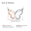 wholesale 925 Sterling Silver & 14k Rose Gold Plated Butterfly Wing Double Heart Pendant Chain Necklace for Women-0-4