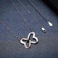 wholesale 925 Sterling Silver & 14k Rose Gold Plated Butterfly Wing Double Heart Pendant Chain Necklace for Women-0-10