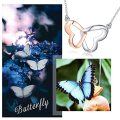 wholesale 925 Sterling Silver & 14k Rose Gold Plated Butterfly Wing Double Heart Pendant Chain Necklace for Women-0-16