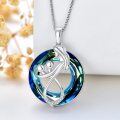 wholesale 925 Sterling Silver Blue Crystal Infinity Mom & Child Pendant Necklace Gift for Mothers' Day-0-4