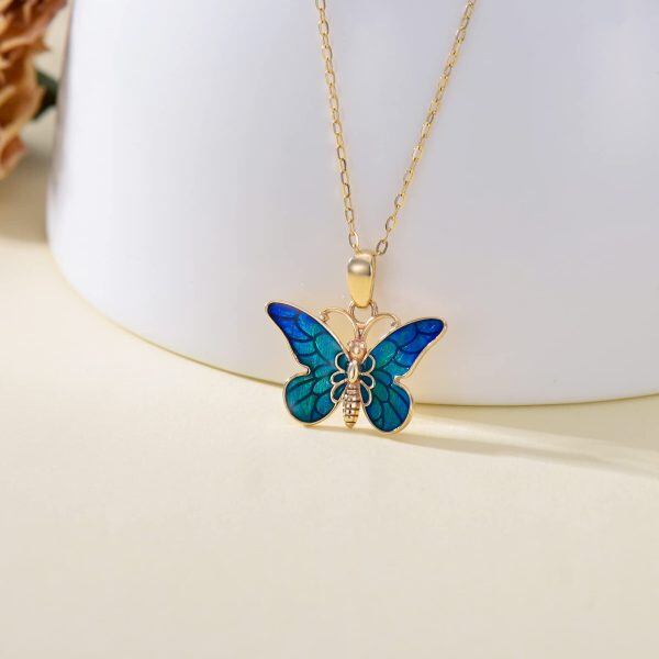 14k Gold Butterfly Pendant Necklace-3