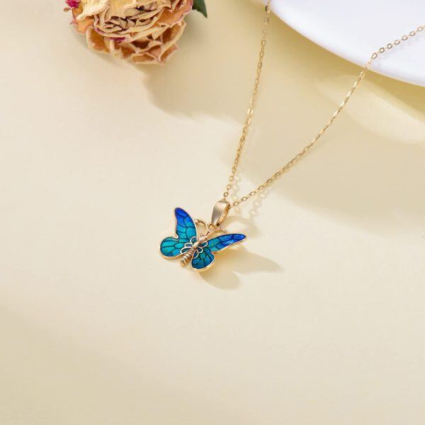 14k Gold Butterfly Pendant Necklace-6