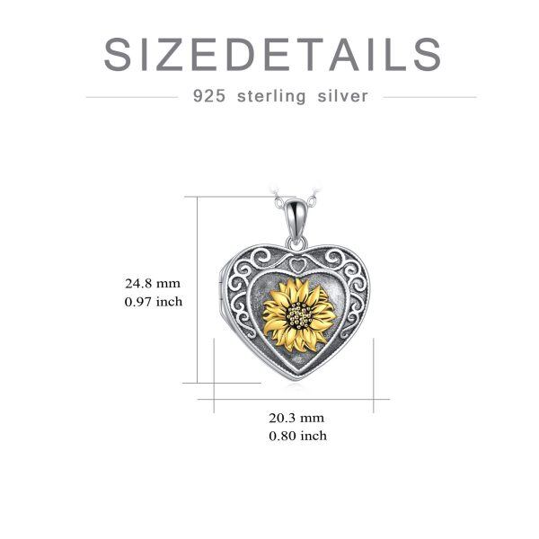 Sterling Silver Sunflower Locket Necklace-1