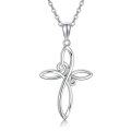 wholesale 18K White Gold Celtic Knot Cross Pendant Necklace for Women - Tone Chain (16 + 2 Inch)-0-0
