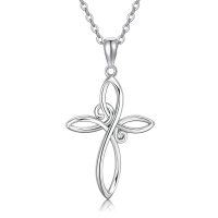 wholesale 18K White Gold Celtic Knot Cross Pendant Necklace for Women - Tone Chain (16 + 2 Inch)- White Gold Rhodium Plated