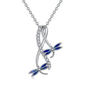 Sterling Silver Dragonfly Pendant Necklace-0