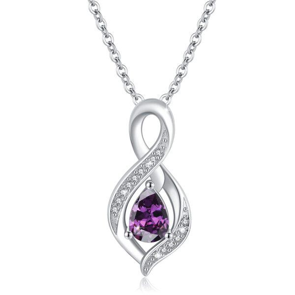 Sterling Silver Infinity February Birthstone Pendant Necklace-0