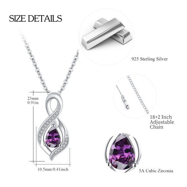 Sterling Silver Infinity February Birthstone Pendant Necklace-1