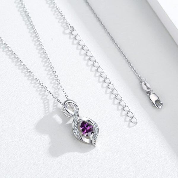 Sterling Silver Infinity February Birthstone Pendant Necklace-3