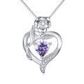 wholesale 925 Sterling Silver Purple Heart Crystal Pendant Necklaces s for Women-0-0