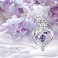 wholesale 925 Sterling Silver Purple Heart Crystal Pendant Necklaces s for Women-0-1
