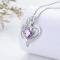 wholesale 925 Sterling Silver Purple Heart Crystal Pendant Necklaces s for Women-0-2