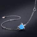 wholesale 925 Sterling Silver Blue Fire Opal Sea Turtle Charm Bracelet - Ocean Inspired Jewelry for Women-0-5