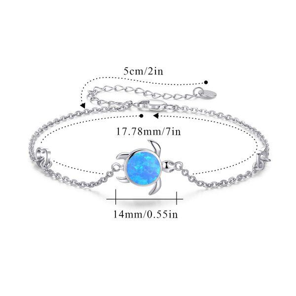 Sterling Silver Ocean Turtle Blue Opal Chain Bracelets-11