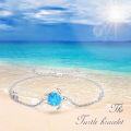 wholesale 925 Sterling Silver Blue Fire Opal Sea Turtle Charm Bracelet - Ocean Inspired Jewelry for Women-0-15