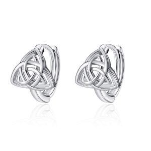 Sterling Silver Triangle Celtic Knot Hoop Earrings-0