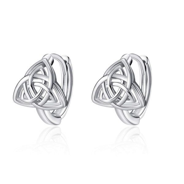 Sterling Silver Triangle Celtic Knot Hoop Earrings-0