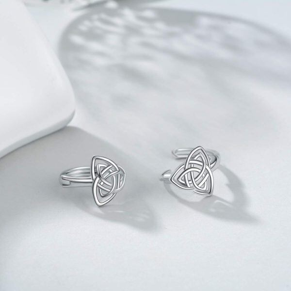 Sterling Silver Triangle Celtic Knot Hoop Earrings-12