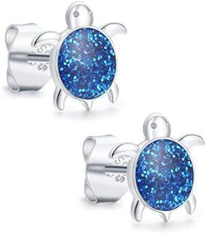 Sterling Silver Sea Turtle Stud Earrings-0