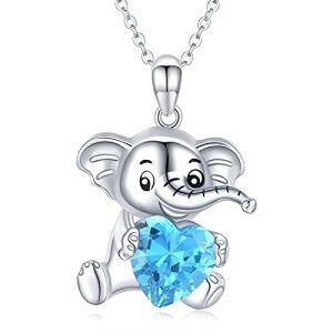 Sterling Silver Blue Heart Elephant Pendant Necklace-0