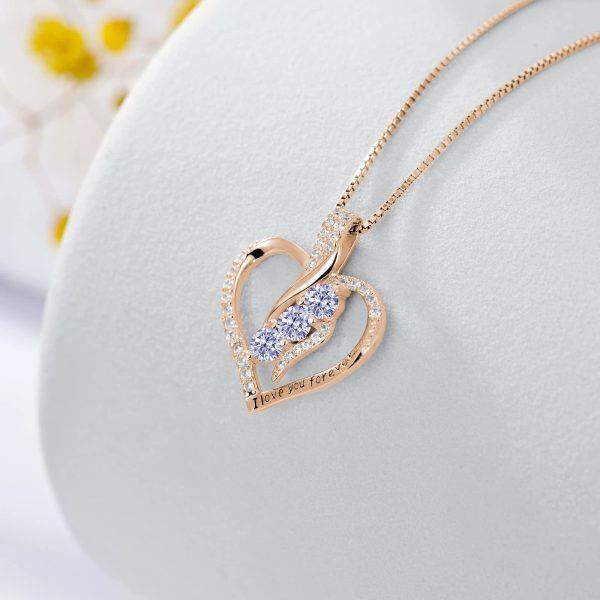 Sterling Silver Rose Gold Plated Heart Pendant Necklaces-3