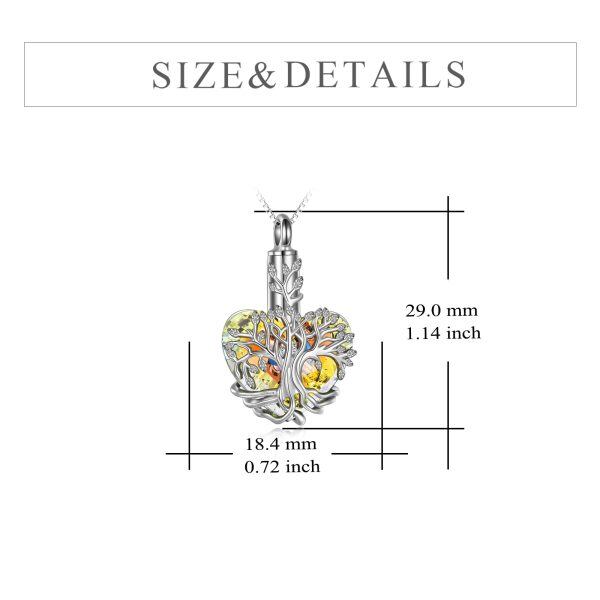 Sterling Silver Tree of Life Urn Necklace With Yellow Crystal -1