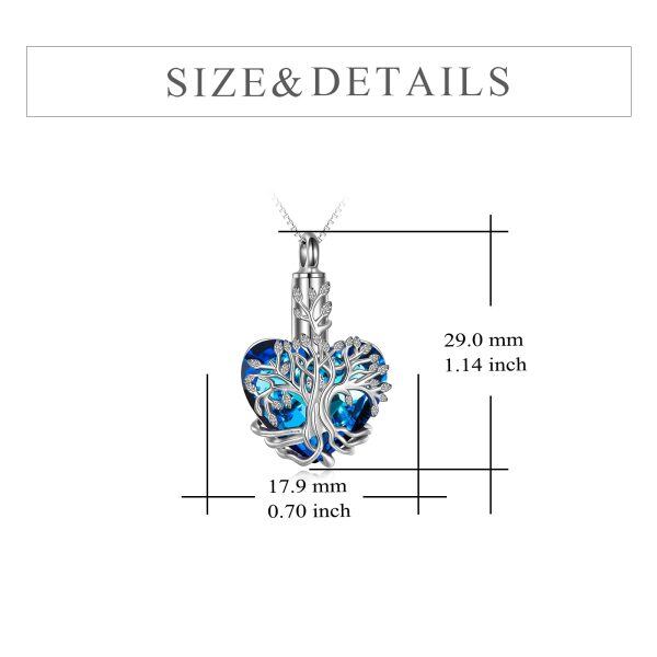 Sterling Silver Tree of Life Urn Necklace With Blue Crystal -1