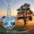 wholesale Sterling Silver Blue Crystal Tree of Life Urn Necklace for Ashes - Rhodium Plated-0-8