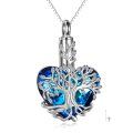 wholesale Sterling Silver Blue Crystal Tree of Life Urn Necklace for Ashes - Rhodium Plated-0-23