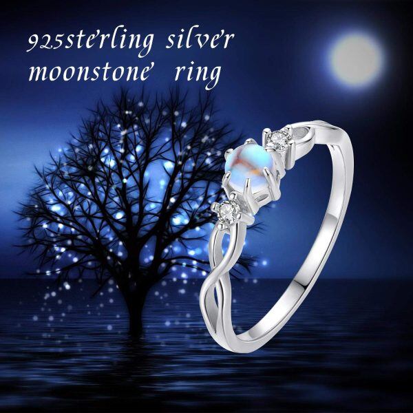 Sterling Silver Rainbow Moonstone Eternity Rings-2