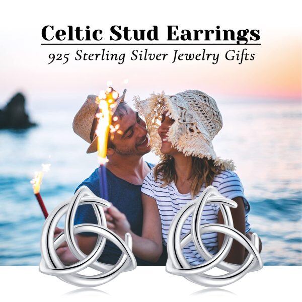 Sterling Silver Celtic Knot Stud Earrings-1