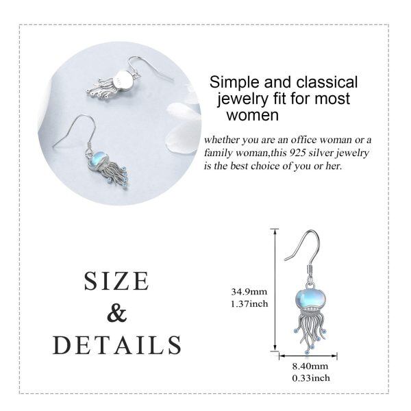 Sterling Silver Moonstone Jellyfish Drop Earrings-1