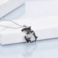 wholesale 925 Sterling Silver Black & White Orca Whale CZ Heart Pendant Necklaces for Women Gifts-0-4