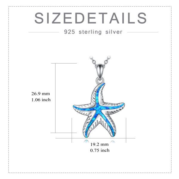 Sterling Silver Blue Opal Starfish  Pendant Necklaces-1