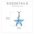 wholesale 925 Sterling Silver Starfish Blue Opal Shell Pendant Necklace for Women Girls  48cm Chain Length-0-1