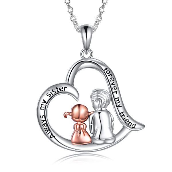 Sterling Silver "Always My Sister" Pendant Necklaces-0