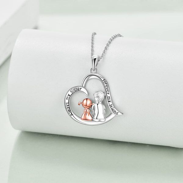 Sterling Silver "Always My Sister" Pendant Necklaces-4