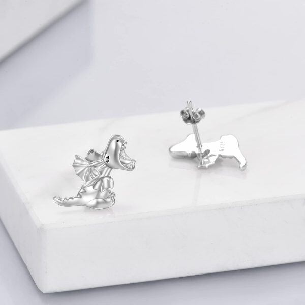 Sterling Silver Dinosaur Stud Earrings-5