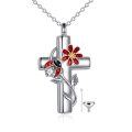 wholesale 925 Sterling Silver Cross Pendant with Flower and Insect Elements Cremation Jewelry for Ashes Keepsake Memorial Urn Necklace-0-0