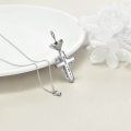 wholesale 925 Sterling Silver Cross Pendant with Flower and Insect Elements Cremation Jewelry for Ashes Keepsake Memorial Urn Necklace-0-5