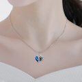 wholesale 925 Sterling Silver Heart-Shaped Blue Crystal Paw Print Cremation Jewelry Necklace for Pets Lover Gifts-0-3