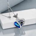 wholesale 925 Sterling Silver Heart-Shaped Blue Crystal Paw Print Cremation Jewelry Necklace for Pets Lover Gifts-0-5