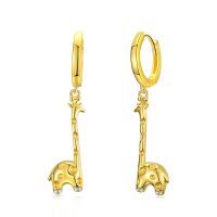 wholesale Gold-Plated 925 Sterling Silver Animal Shape Dangle Earrings with Giraffe Design for Women- Gold Plated