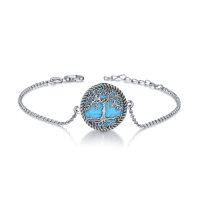 wholesale 925 Sterling Silver & Turquoise Tree of Life Charm Bracelet for Women - Wholesale Jewelry- Rhodium Plated
